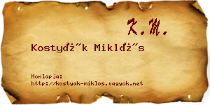 Kostyák Miklós névjegykártya