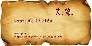Kostyák Miklós névjegykártya